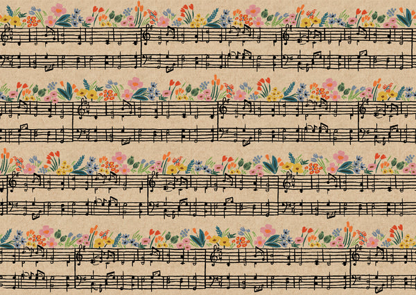Rifle Paper Co. - Bramble - Music Notes - Natural Canvas Fabric